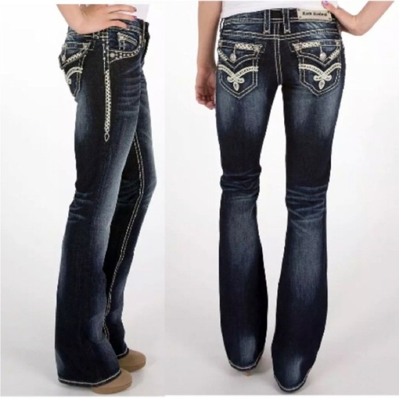 Rock Revival Elaina Boot Dark Wash Bootcut Jeans. Size 27 - Picture 1 of 16